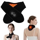 Rakuker Scaldacollo Elettrico per Cervicale, USB Termoforo Cervicale con 3 Livelli di Calore e Massaggio, Collare Cervicale Riscaldante per Alleviare Dolore Al Collo e Alle Spalle, Nero
