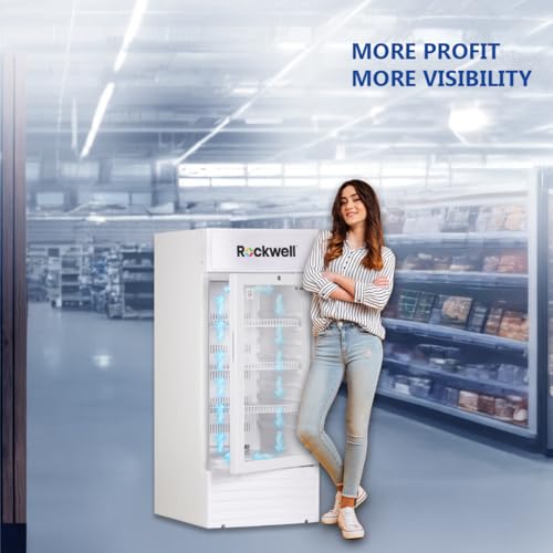 Image of ROCKWELL RVC200A, Visi cooler, Single glass door, 4 Year Warranty, White (Internal LED, Heavy Duty, Dynamic cooling)