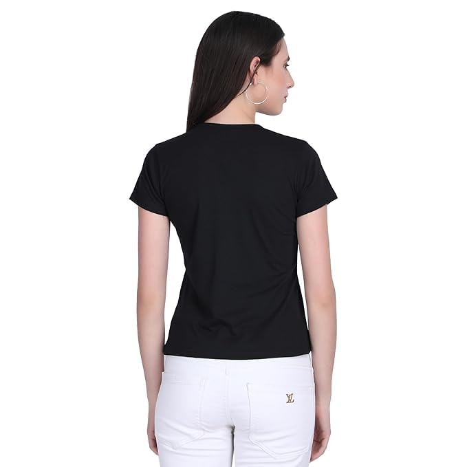 Image of Women's Slim Fit Graphic Printed T-Shirt | Soft 100% Cotton Fabric | Round Neck Half Sleeve Casual Top, Travel & College Pack of 2 Set