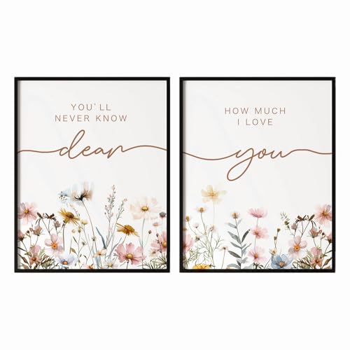 Image of Set of 2 Prints, Above Crib Decor, Boho Nursery Wall Art, Wildflower Nursery Decor, Botanical Print, Floral Nursery Art, Baby Girl Nursery Decor, each 11x14inch (Flowers - unframed)
