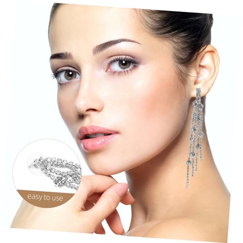 Pendientes y collar brillantes para mujer en conjunto de joyería de plata 2