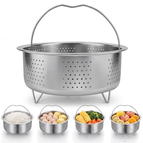Eulihent 20cm Vaporera Acero Inoxidable 304, Cesta Vaporera con Mango para Ollas, Ollas a Presión, Cocer Al Vapor, Verduras, Frutas, Huevos