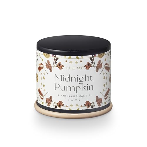 Image of Illume Noble Holiday Collection Midnight Pumpkin Demi Vanity Tin Candle, 3 oz