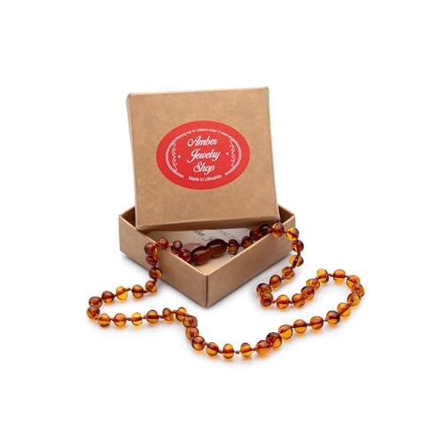 Baltic Amber Necklace 12.5 inches Unisex Amber Jewelry - Amber Beads Necklace (Cognac, Baroque)3