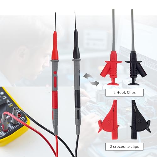 Image of ZIBOO KIT-12 Multimeter Test Leads Kit,with Alligator Clips Piercing Needle Non-destructive Test Probe,Flexibility Hook Clip,Slim-Reach Test Probe, for High Voltage Oscilloscope Differential Probe Kit