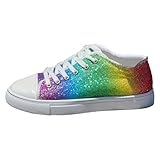 Generisch Baskets à paillettes pour femme   Paillettes brillantes   Années 80   Chaussures hippie   Disco   Paillettes réversibles   À thème et festival   Costume de carnaval, O Multicolore, 37 EU