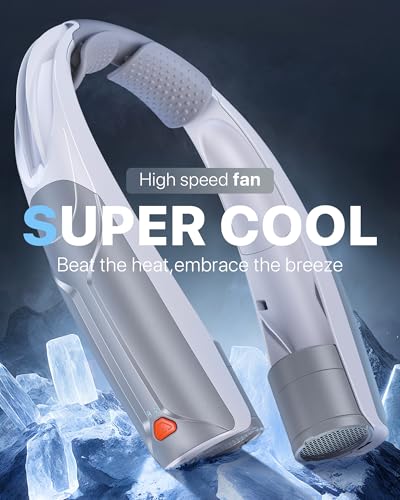 Image of AaoLin Portable Neck Fan with 6000mAh Battery, USB-C Rechargeable, Grizzly Hands-Free Personal Fan 6 Speeds, 6-20Hrs Cooling for Outdoor Sports /Gym /Office, Adjustable 11oz Lightweight, Neck Cooler