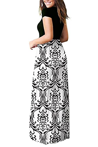 MISFAY Women Short Sleeve Loose Plain Maxi Dresses Casual Long Dresses Pockets