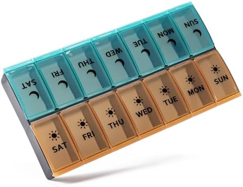 7-Day Pill Organizer With AM & PM Compartments | Large Weekly Pill Box, Blue Transparent Plastic | Helps Manage Medication 8 thumbnail image
