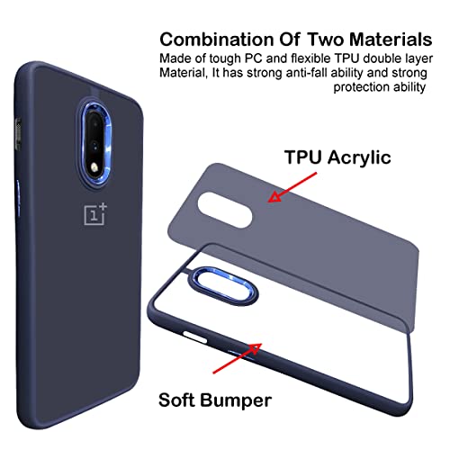 Image of A rtistque Frosted Translucent Back Cover Case for Oneplus 7 | Electroplated Chrome Ring | Raised Camera Edges for Protection | Smooth Sides TPU - Blue