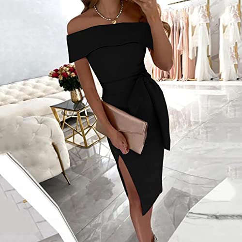 Dgmbbx Women's Summer Striped Short Sleeve T Shirt Dress Casual Tie Waist With Pockets Women's Halloween Glitter Sequin V Neck Spaghetti Strap Mini Party Dress Clubwear 1961'S Cocktail Party #TOP1