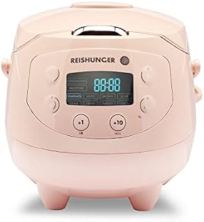 Reishunger Digital Mini Rice Cooker & Steamer - Pink - Keep Warm Function & Timer - Premium Inner Pot - Small Multi Cooker with 8 Programmes & 7-Phase Technology