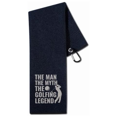 CybGene Golf Towels Gift, Funny Golf Gifts for Golf Bags for Men and Women on National Golf Day, Retirement, Birthday and Christmas, 40 x 60cm Microfiber Golf Towel - The man the myth the golf legend Cover