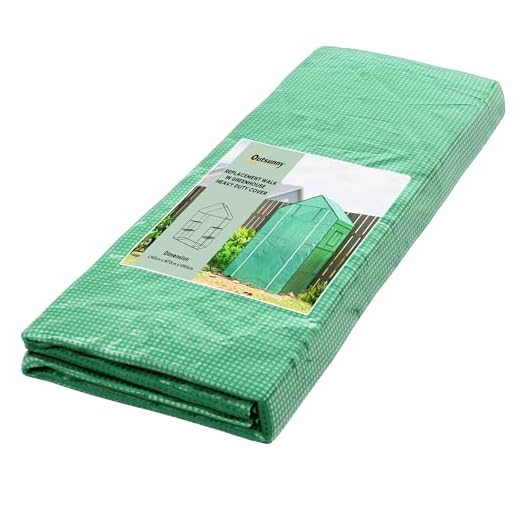 Outsunny Walk-in Greenhouse Cover Replacement with Roll-up Door and Mesh Windows, Reinforced PE Hot House Cover, COVER ONLY, 140 x 73 x 190cm, Green