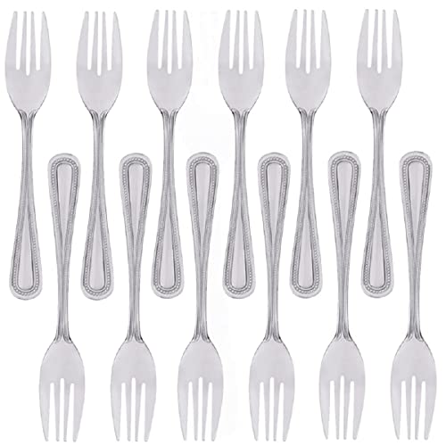 TrueCraftware- Jewel Stainless Steel Salad Fork Set of 12- Stainless Steel Silverware Flatware Cutlery Kitchen Tableware Set for Home and Restaurant Flatware Forks Silverware Salad Fork Cake Dessert