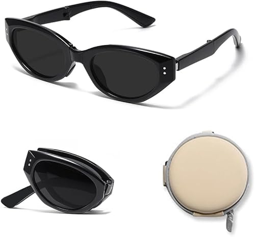 FsMrEMhD Retro Oval Sunglasses with Case – High-End Polarized UV