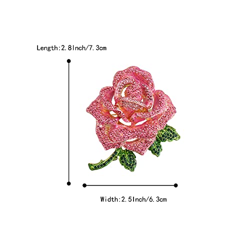 Image of BriLove Women's Austrian Crystal Rhinestones Rose Flower Brooch Pin for Party Prom