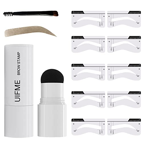 Eyebrow Stamp Stencil Kit Brow Stamp One Step Brow Stamp Kit Waterproof Eyebrow Stamp Brow Stamp With 5 Pairs Reusable Eyebrow Stencils,Long-Lasting Hairline Shadow Stick(Taupe)