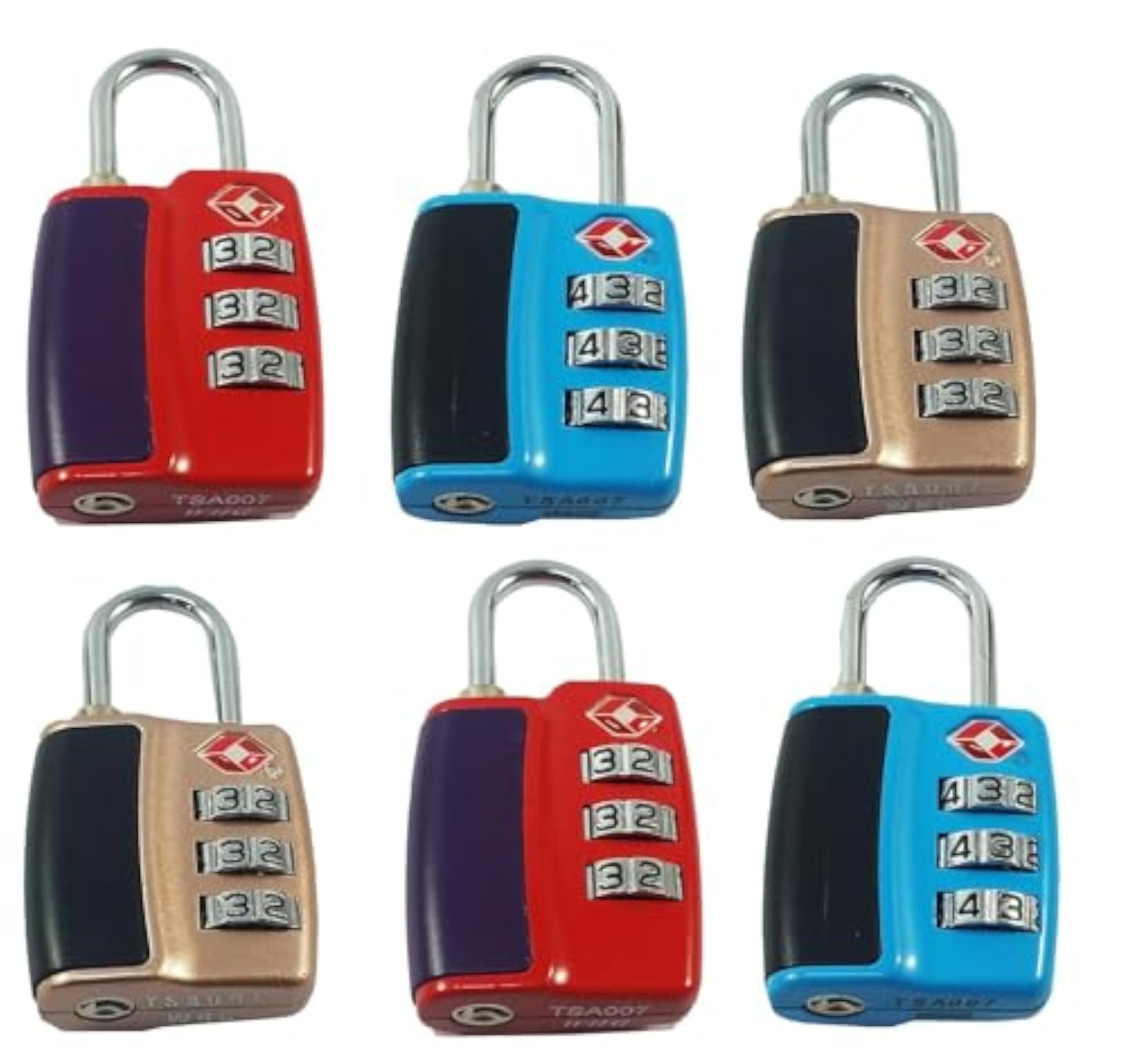 Pack of 6 TSA Approved 3 Digit Combination Locks