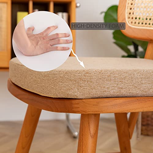 Eiury Kitchen Chair Cushions With Ties - High Density Sponge Seat Cushion And Dining Room Chair Pad 17 X 16.5 Inches Non Slip Rubber Back Seat Cover Machine Washable - Beige #TOP1