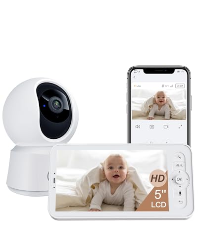 ARENTI WiFi Baby Camera Monitor B2 Kit 2025 Upgraded, 5-inch Wireless Display, Smartphone App, Encrypted Connection, Lullaby, Super Night Vision, Auto...