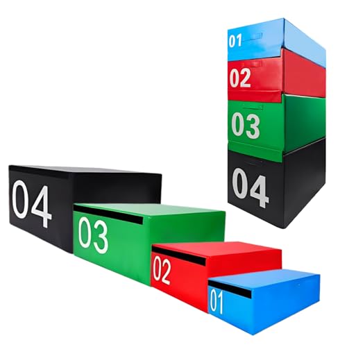 GQZJY Caja de Salto Pliométrica 4 en 1 para Entrenamiento Plataforma de Plyometría Multifuncional para Ejercicios de Potencia, Agilidad y Fitness en Casa o Gimnasio(Size:90x55x20cm,Color:Azul)