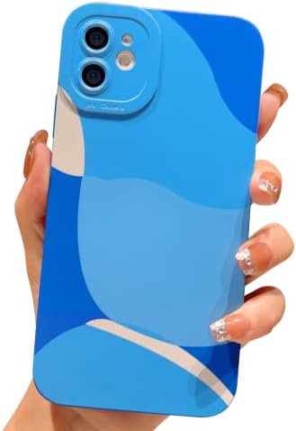 YKCZL Compatible with iPhone 11 Case 6.1 Inch, Cute Painted Art Full Camera Lens Protective Slim Soft Shockproof Phone Case for Women Girl-Dark Blue
