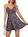 ZAFUL Women's Spaghetti Strap Ditsy Floral Summer Mini Dress V-Neck Cross Back Ruched Frilled A-Line Sundress
