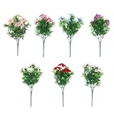 Helilyco 7 mazzi di fiori artificiali realistici di camomilla, 35 cm, bouquet di margherite in plastica, decorazione per casa, giardino, matrimoni e festività