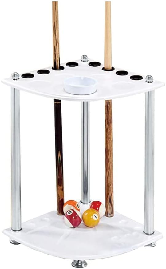 Vertical Floor-Standing Cue Rack, Wooden Pool Cue Rack,Cue Storage Rack,Billiard Storage Rack - Holds 8 Cues Billiard Pool Stick Holder-Teak Grain,White