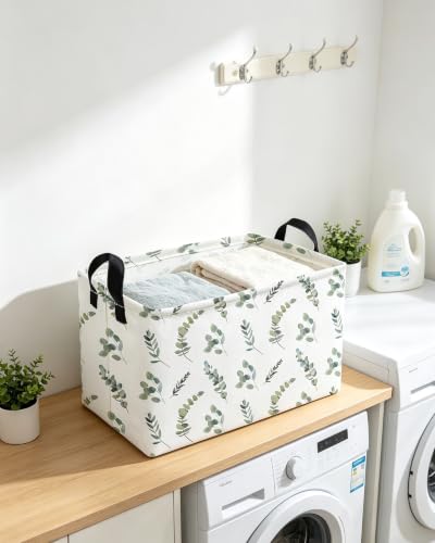 Image of Essme Rectangular Leaves Basket,Kids Storage Bins Organizer with Handles for Girls Room Decor, Gift Basket,Shelf Basket.(Leaves)