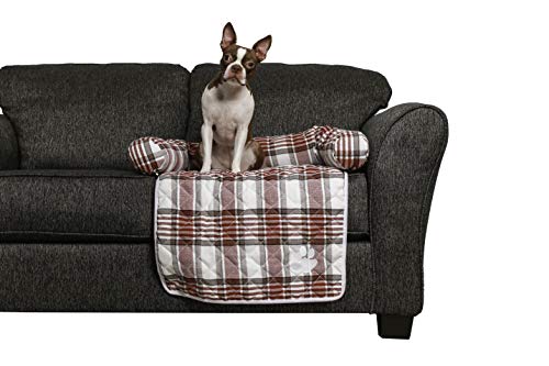 Quick Fit Hadley Reversible Pet Chair Living Room Couch Cover, White-Red