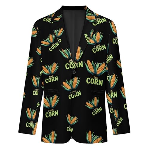 I Love Corn Mens Suit Jacket Lapel Blazers V Neck Button Business Coat Tuxedo for Wedding Party4