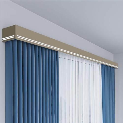 Premium 7ft Aluminum Alloy Dual Track Mount for Curtains, Wall-Mounted Valance Box with Screws, Decorative Curtain Rails & Pelmet Panel for Home Décor