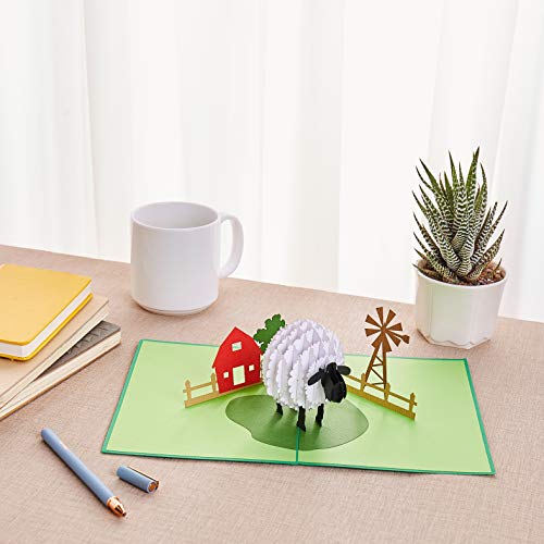 Image of Rykamia Pop Up Sheep Birthday Card, 6x7.8 in, Blank Envelope Included, Suitable for Any Occasion