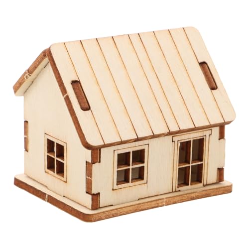 Sewroro Mini-Holzhausmodell Diy 3D Holzpuzzle FüR Erwachsene Und Kinder Farbbares Holzhaus Modell Hauspuzzle Kompaktes Holzhaus FüR Sandtisch Dekoration Und Kreatives Basteln