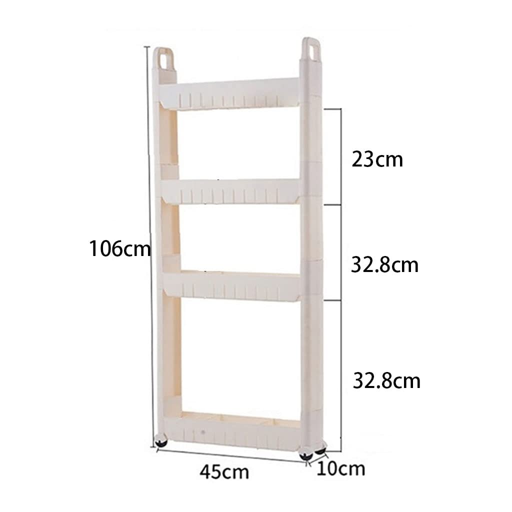 Carrello a 3 livelli con ruote, 10 cm di larghezza, sottile carrello portaoggetti per cucina e bagno, design senza viti, carrello stretto multiuso, soluzione salvaspazio