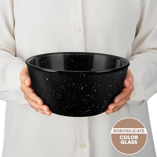 Image of Borosil 2 L Serving & Mixing Bowl | Made in India Borosilicate Glass Bowl for Kitchen & Dinning | Bowl for Mixing Dough, Salad, Batter | Microwave & Dishwasher Safe (Pebble Black)