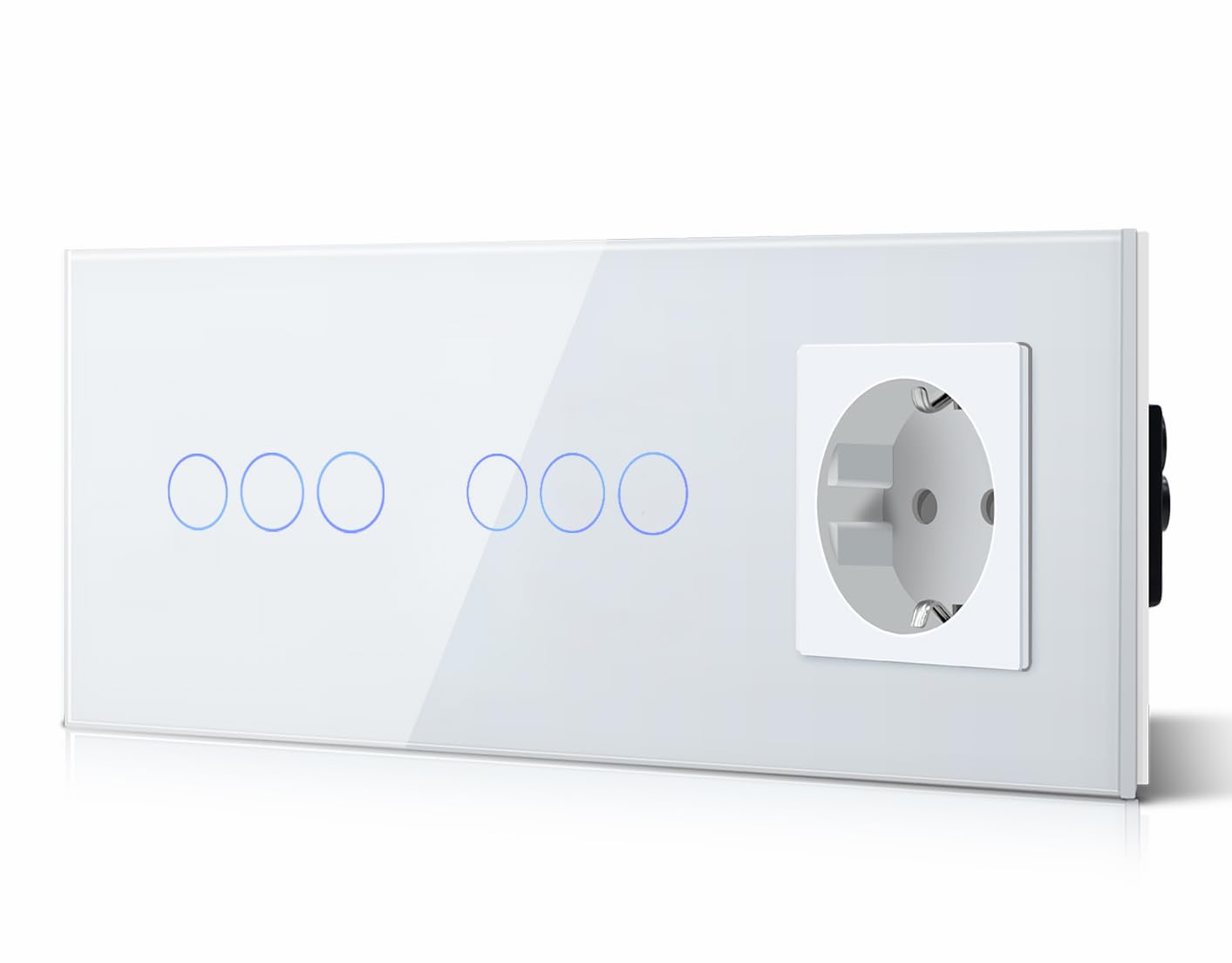 BSEED Interruptor táctil y enchufe pared,Toma de corriente con USB C,Panel de Vidrio con pulsador LED,Sin Función Wifi,1 Gang 1 Vía+1 Enchufe USB/Tipo C,157mm Negro — view 30