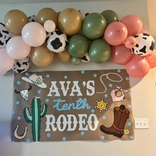 Image of Cowgirl Balloon Dusty Blush Pink Sage Green Brown Tan Coffee Beige Sand White Nude Retro Balloons Cow Print Balloon for Boho Rodeo Barnyard Baby Shower Birthday Farm Animal Western Party Decorations