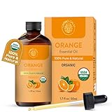 Carno Calm Organic Sweet Orange Essential Oil 50 Ml | USDA Certified Organic | Sweet Orange Oil for Diffuser, Skin, Hair, Soap & Candle Making | 1.7 fl. oz
