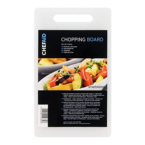 Chef Aid Poly Chopping Board, White, 15.5 x 25.5 x 0.9 cm