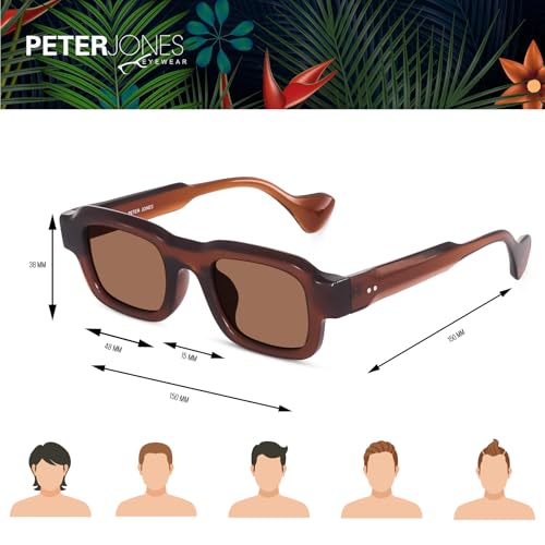 Image of Peter Jones Lenses Unisex Broad Frame Square UV /UB Protected Non-Polarized Sunglasses Medium (3809)