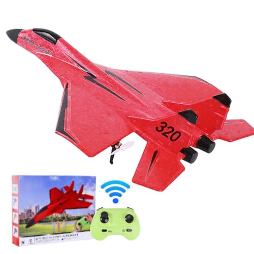 soputry Remote Control Airplane, Gravity Glider Foam RC Fighter Plane Jet with Lights Glider Airplane Model (Red)