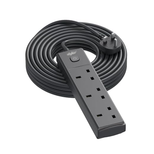 Outdoor Long Extension Lead 10M (13A/3250W), 3 Way Switched Extension Lead with Surge Protection, Heavy Duty Power Strip for Home, Gardan, Black