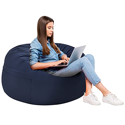 Giantex Bean Bag Chair, 3Ft Sponge Filled Floor Chair With Soft Microfiber Cover, Washable Zipped Lazy Sofa Chair, Recreational Room Nursery, Bedroom, Living Room, Office (Blue, 3 Ft) #TOP16