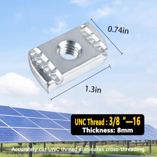 Image of SIHAI 20 Pcs 3 /8 inch-16 Strut-Channel Nuts, No Spring Strut Hardware Nuts with Zinc Electroplate Finish, for Use with Unistrut Channels