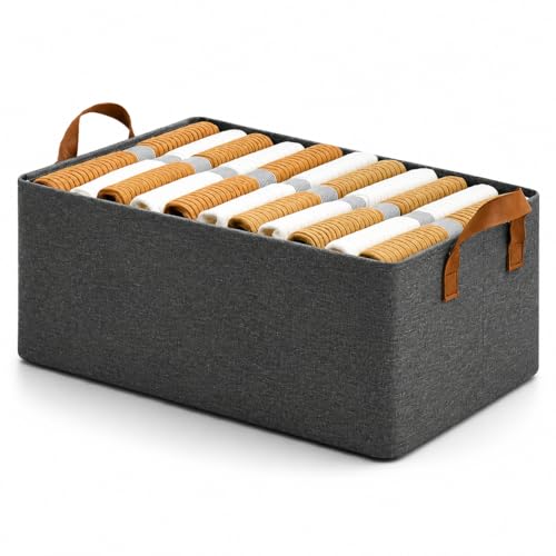 Image of DecorTwist Wardrobe Organizer for Clothes with Transparent Window & Metal Frame - Foldable Cloth Storage Box for Cupboard, Almirah, Wardrobe | Saree, Jeans, Sweaters, Blanket, Towel (Grey, Pack of 1)
