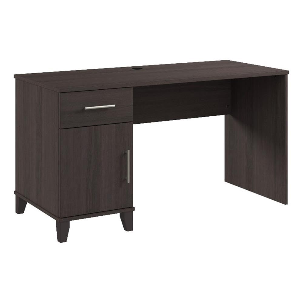 Bush Home Somerset 54W Office Desk with Drawer and Cabinet in Storm Gray, Computer Table with Storage for Home Office Workspace