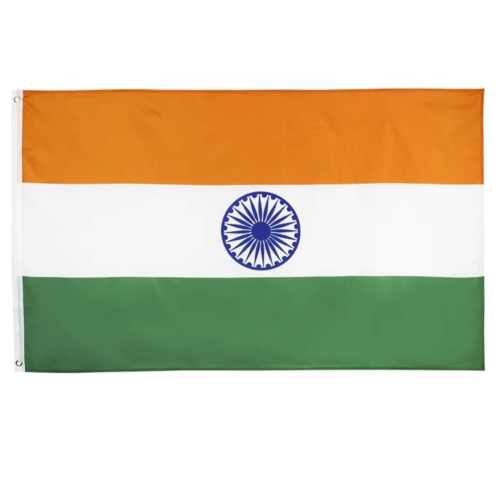Uzztfa India Flag Indian Flag 3X5 Ft, Large Indian National Flags For Outside, Double Side With Brass Eyelets For Party Decorations, Bar Garden Decoration